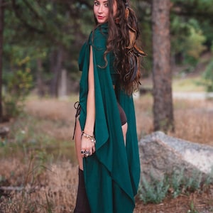 Wing Sleeve Crop top With Generous Hood Elven Forest, Festival Clothing, Burning Man costume, Ren Faire, Greek vibes, Goddess wear image 6