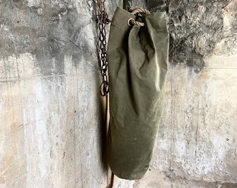 Vintage British Green Canvas Duffel Kit Bag