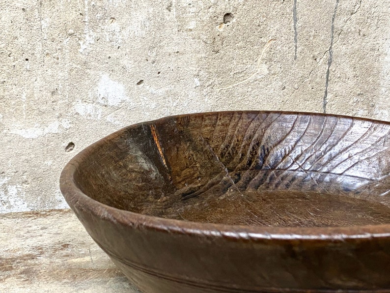 Antique Welsh Treen Wooden Dairy Bowl image 10