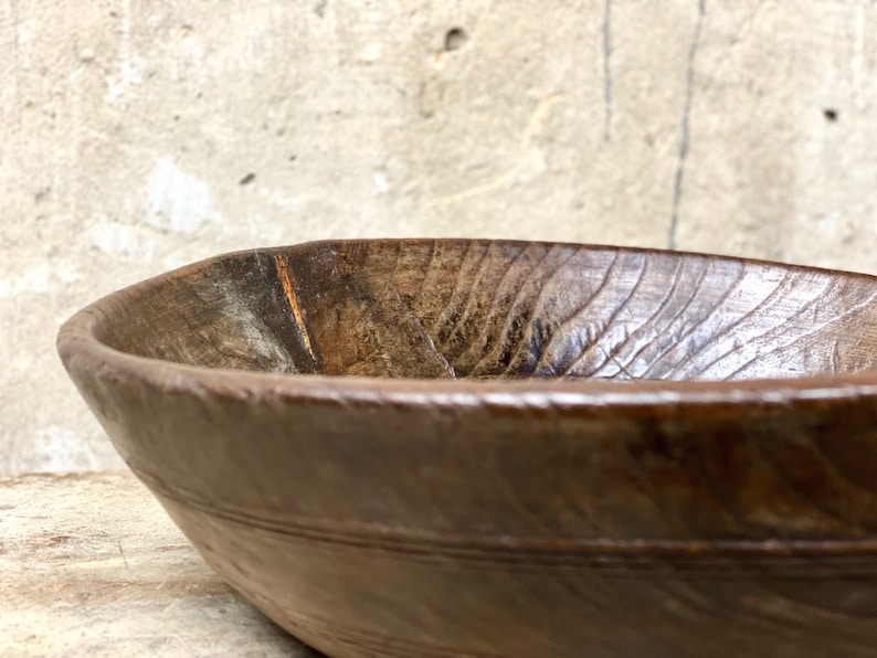 Antique Welsh Treen Wooden Dairy Bowl image 2