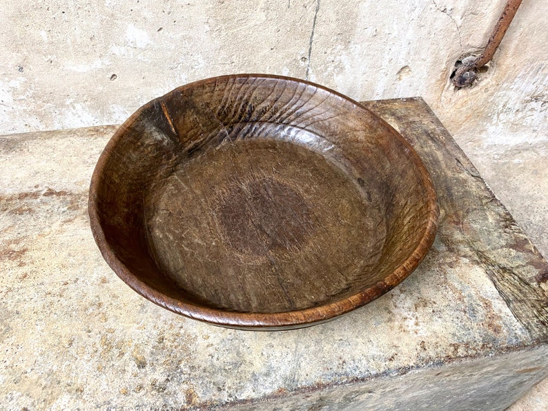 Antique Welsh Treen Wooden Dairy Bowl image 5