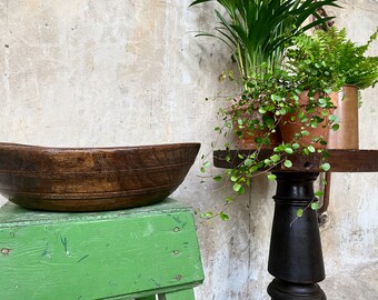 Antique Welsh Treen Wooden Dairy Bowl