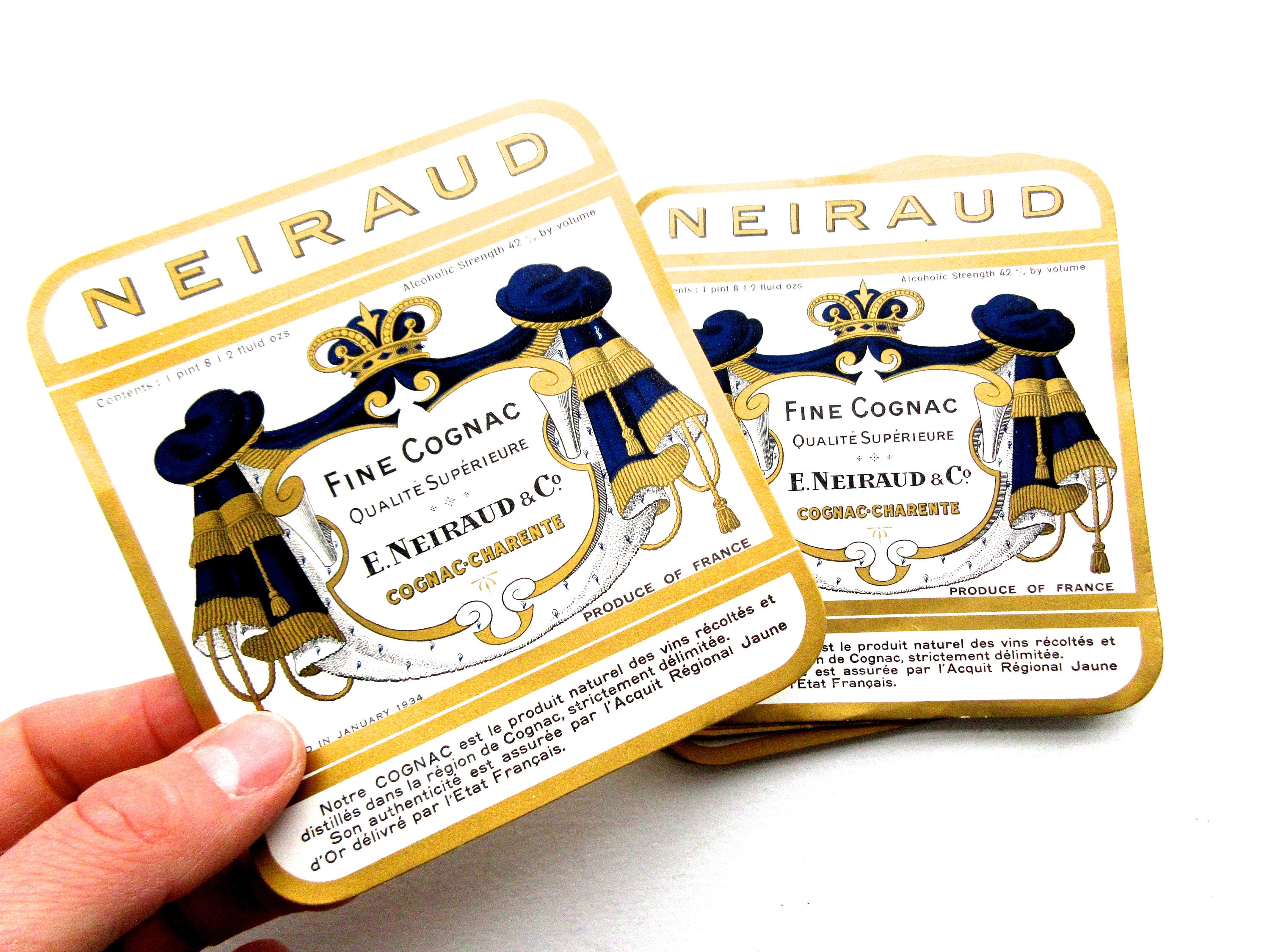 Image of Collection Of 77 X Vintage Unused 1930S French Cognac Labels - Price Per Label