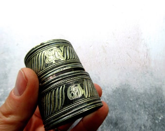 Pair of Antique Silver Plated Napkin Rings Engraved