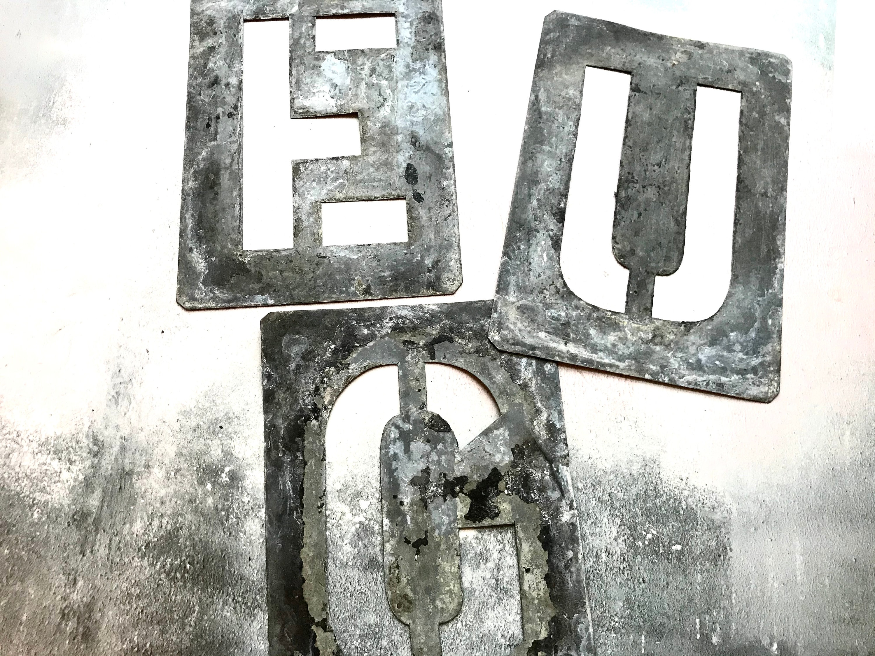 9 x Vintage Industrial Metal Stencil Letters Price per Etsy