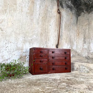 Vintage Wooden Apprentice Drawers Cabinet Scratch Built Rustic