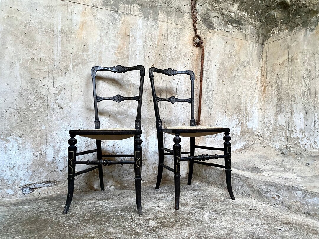 Pair of Antique Aesthetic Movement Ebonised Chairs - Etsy