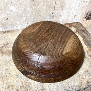 Antique Welsh Treen Wooden Dairy Bowl image 7