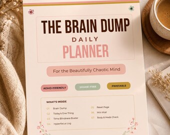 ADHD Brain Dump Planner Printable | ADHD Daily Planner | Neurodivergent Planner | Instant Download | A4 PDF