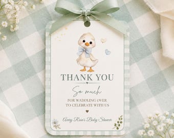 Silly Goose Baby Shower Favor Tags, Editable Canva Template, Thank You Tag, Baby Shower Gift Tag, Cute Duck Favor Tag, Printable Tag
