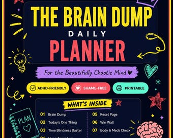 ADHD Daily Planner Printable | Brain Dump Planner | Neurodivergent Planner | Instant Download | A4 PDF