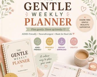 ADHD Weekly Planner Printable PDF | Neurodivergent Planner | Gentle Productivity Planner | Instant Download