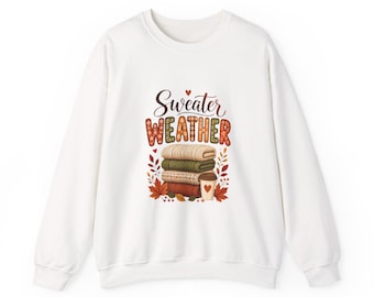 Sweater Weather Stack of Cozy Sweaters Sweatshirt | Fall Autumn Leaves Mug | Cute Fall Crewneck | Cozy Autumn Gift