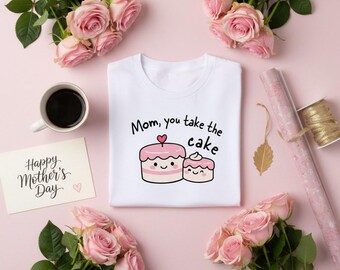 Maglietta "Mamma, prendi la torta" - Maglietta con gioco di parole sui dolci per la festa della mamma