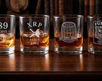 Vaso de whisky con temática de criptomonedas XRP / Vaso para whisky grabado