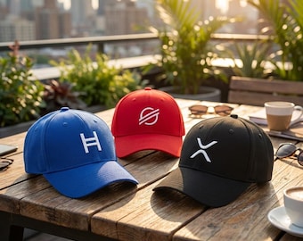 Gorra de béisbol de perfil bajo con logo XRP HBAR XLM / Ropa de criptomonedas
