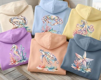Sudadera con capucha con diseño de acuarela / Diseño con temática playera