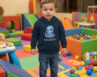 Sudadera con capucha para niños pequeños con estampado de criaturas mitológicas / Sudadera de felpa para niños con ilustración