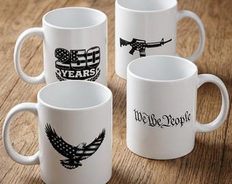 Taza de café con la bandera estadounidense / Taza conmemorativa con logotipo a doble cara
