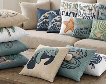 Fundas de almohada náuticas / Fundas de almohada cuadradas para decoración costera
