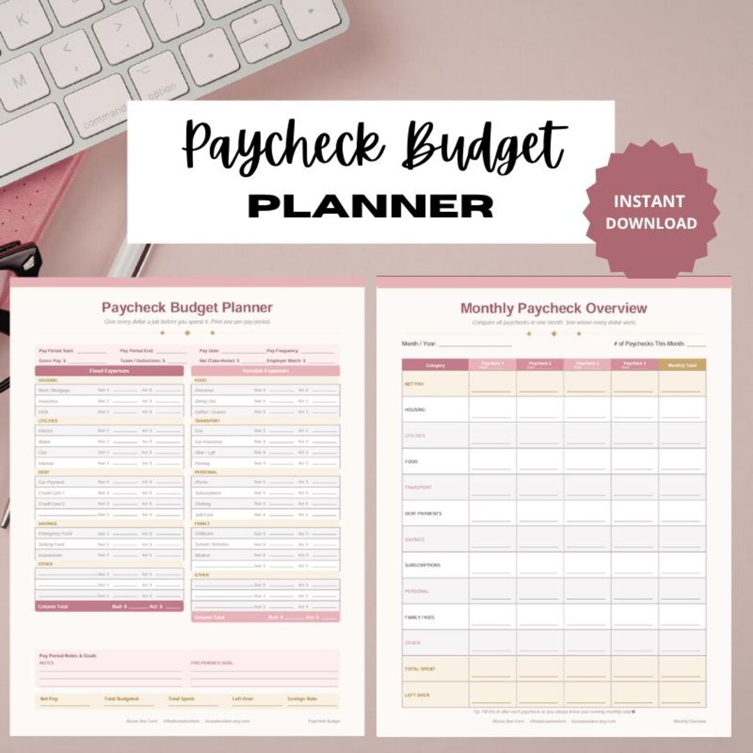 Monthly Pay Check Routine Paycheck Budget Planner Printable | Monthly Paycheck Overview | Budget ...