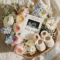 Digital Spring Floral Pregnancy Announcement for Social Media, Editable Canva Template, Neutral Boho Flower Baby Reveal, Instant Download product logo