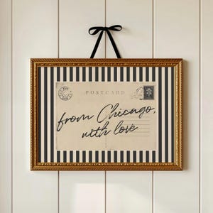 Stampa "From Chicago With Love" - Cartolina vintage minimalista scritta a mano, decorazione murale neutra di Chicago, arte orizzontale (download digitale)