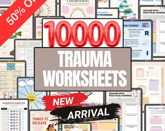 Trauma therapy bundle, anxiety coping skill card, therapy worksheets, crisis therapy PTSD, anxiety therapy tool, safety plan, BPD
