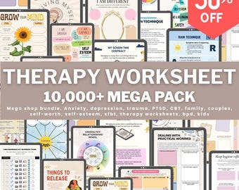 Therapy bundle, Psychology Worksheets, internal family systems, DBT bundle, EMDR scripts, trauma bundle, act bundle, psychologist resources
