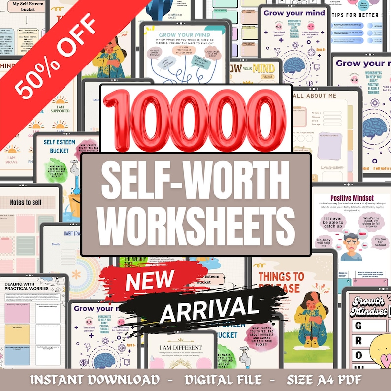 Self Worth Worksheet Bundle, Self Esteem, Confidence, Teen Girls, Inner ...