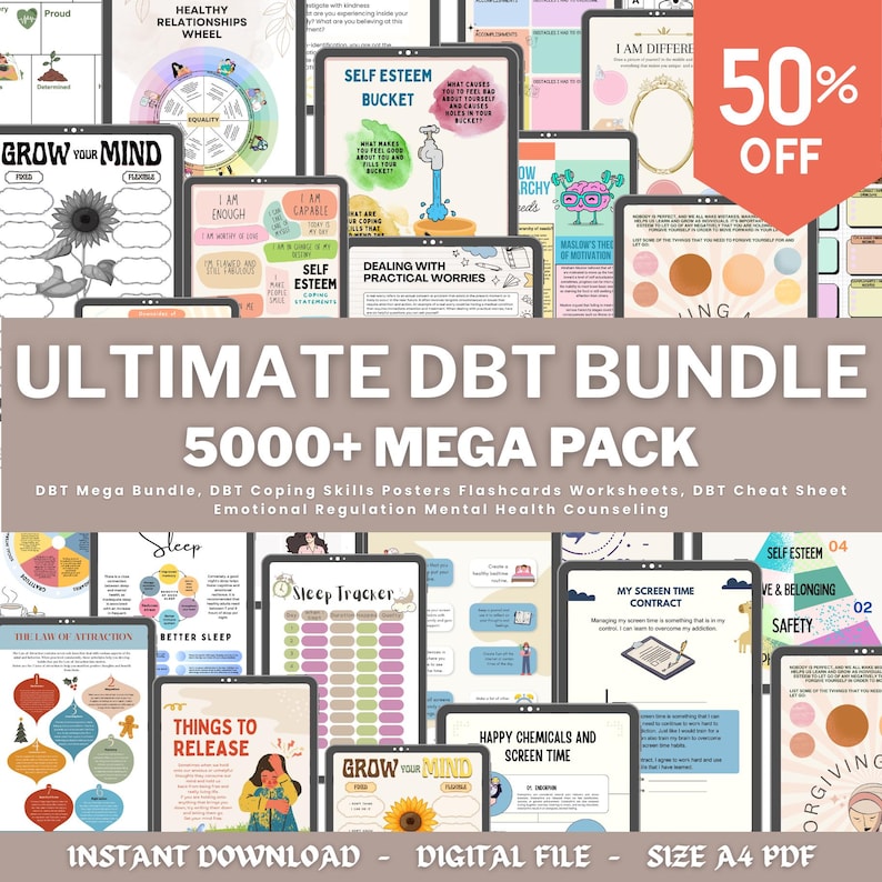 DBT Mega Bundle. Dialectical Behavior Therapy. Distress Tolerant Skills ...