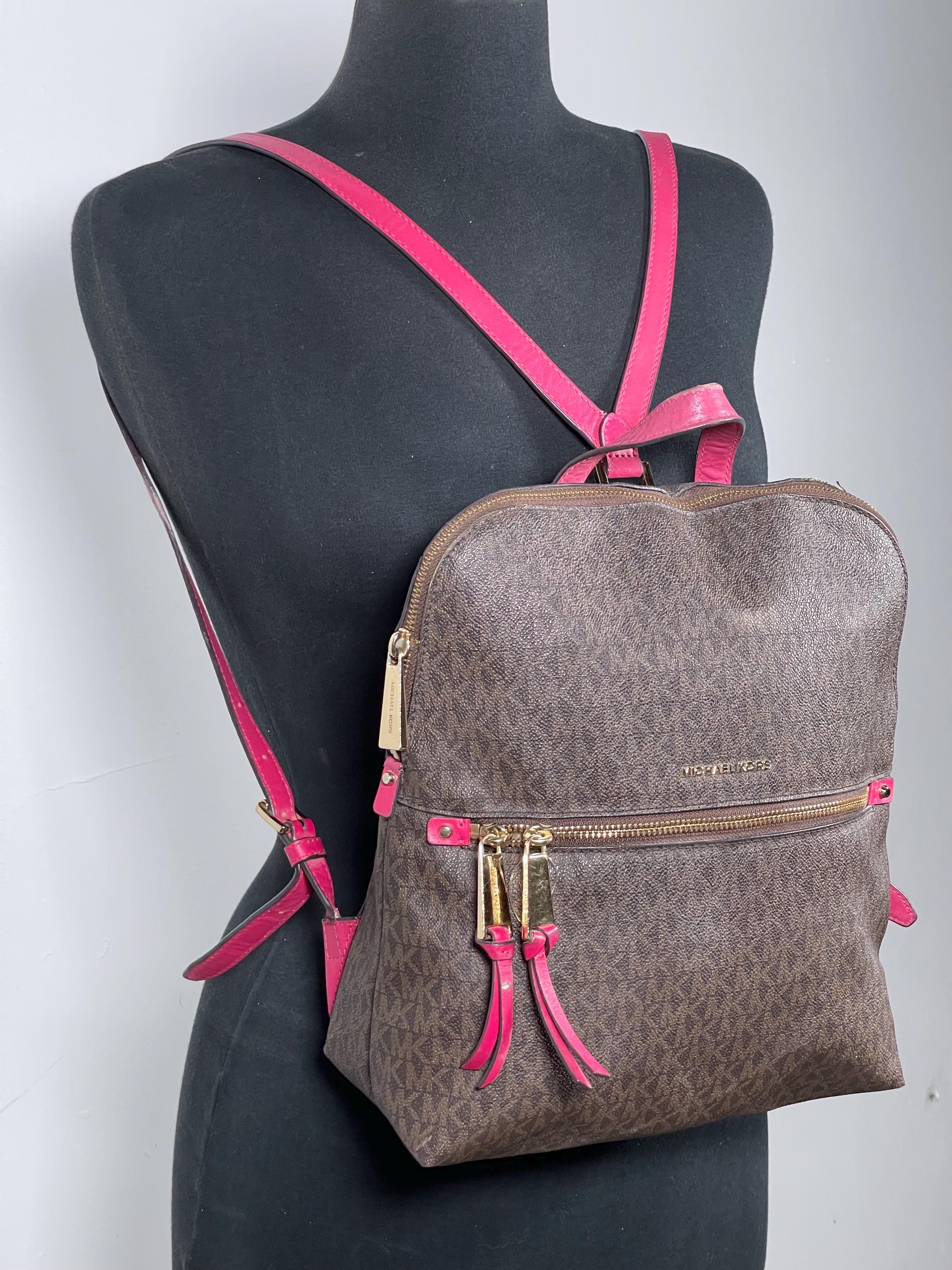 Michael Kors Pink Leather Backpack‎ Purse Adjustable Strap Gold Hardware Y2K Michael Kors Light Pink Mini Backpack Gold Hardware Backpack  main image 4