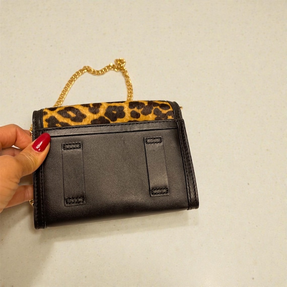 Michael Kors Leopard Print Crossbody Bag Gold Chain Small Leather 