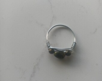 Silver Plated Ring With Green Stone