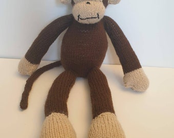 Hand knitted toy Monkey, can be personalised name