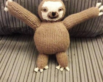 Hand knitted Sloth toy, can be personalised name