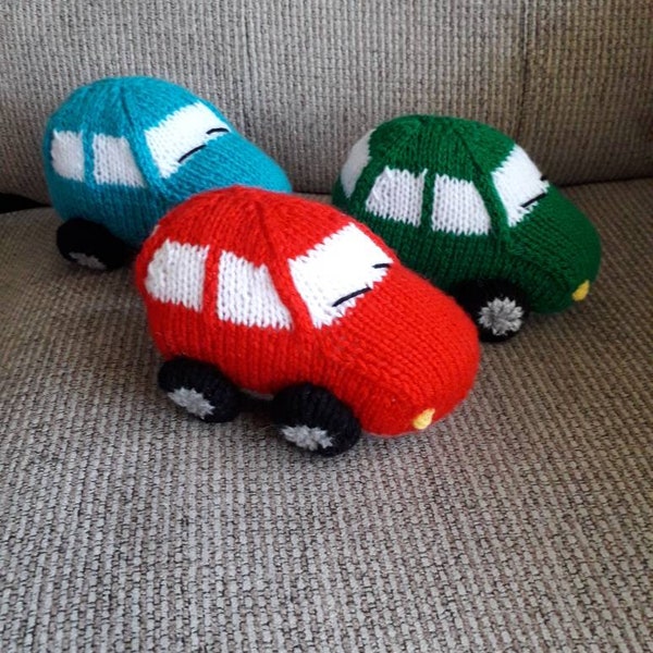 Hand knitted toy car vehicle