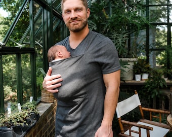 Chemise papa porte-bébé, cadeau nouveau papa, chemise nouveau-né avec pochette kangourou, chemise peau à peau papa, cadeau baby shower, cadeau papa pour la première fois