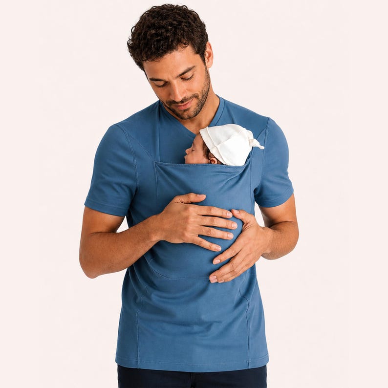 Brook - chemise pour papa porte-bébé, cadeau nouveau papa moderne, chemise de portage pochette kangourou, porte-bébé sans emballage pour papa, cadeau pour papa pour la première fois image 11
