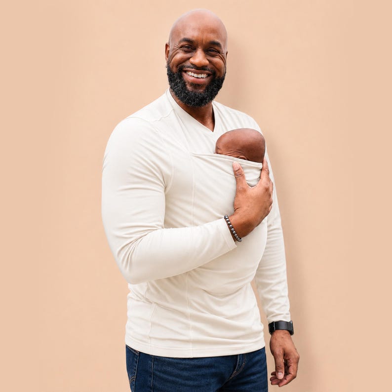 Off White - Baby Carrier Dad Shirt, Baby Shower Gift, Kangaroo Pouch Newborn Bonding Shirt, Dad and Baby Gift, New Dad Gift, Dad to be gifts image 4