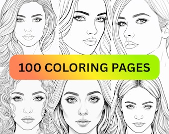 100 Female Face Coloring Pages – Printable Coloring Book for Adults