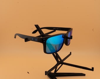 Gafas de sol deportivas negro mate/lente azul
