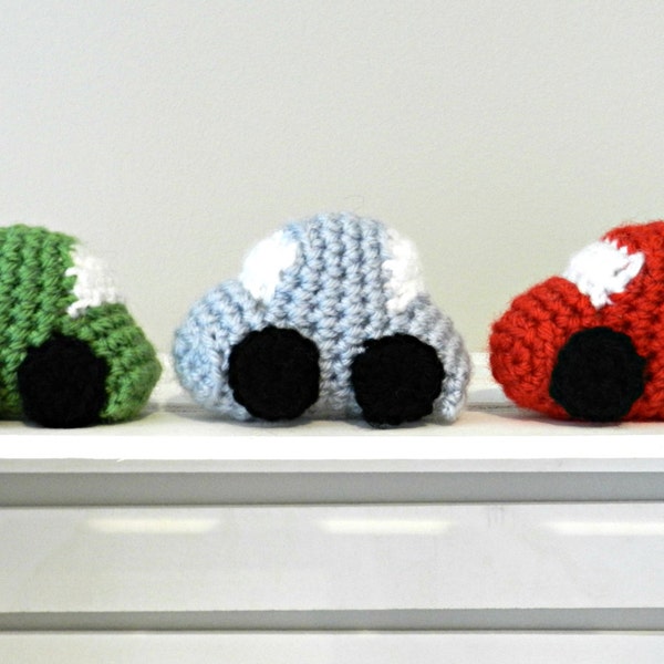 Trio of Crochet Cars (red, blue, green)