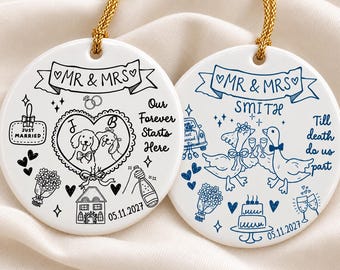 First Christmas Married Ornament, Personalized Newlywed Ornament, Mr. Mrs. Keepsake, Married First Xmas Gift, Custom Newlywed Couple Gift