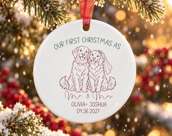 Personalized First Christmas Married Ornament, Mr Mrs Ornament, Mr and Mrs Ornament, Newlywed Keepsake, Wedding Keepsake, Just Married Gift