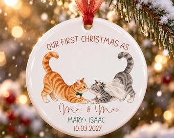 First Christmas Married Ornament, Mr Mrs Ornament, Newlywed Keepsake, Personalized Married Christmas Ornament, Custom Wedding Keepsake Gift