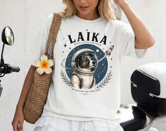 Laika Space Dog Shirt, Astronaut Dog Graphic Tee, First Dog in Space Shirt, Vintage Space Dog Lover Gift