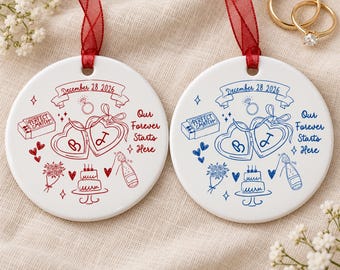 Personalized Engagement Ornament, The Year We Got Engaged Keepsake, Metal Engagement Gift for Couples, Engaged Couple Gift, Custom Ornament