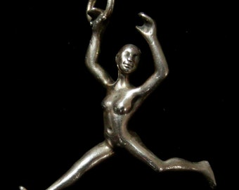Sterling Silver Dancer Charm: Handmade Female Figure Pendant