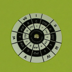 Chord wheel, music theory, circle of fifths, music practice, gift for musician, gift for guitarist, chord  transposer, Sarah Beare Studio